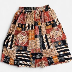Vintage Donna Marie 90s Rayon Geometric Boho Hippie Patterned Skirt